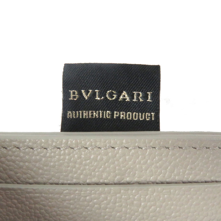 未使用品□BVLGARI ブルガリ 294147 ブルガリブルガリ マン ロゴ金具 レザー カードケース 名刺入れ ベージュ 箱付き イタリア製 メンズ