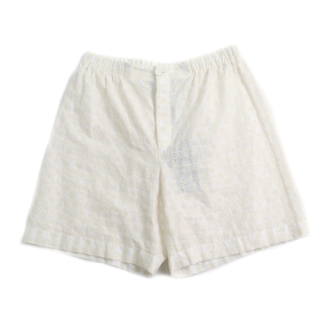 未使用品★GUCCI グッチ 619507 コットン100％ GG柄 レース ショートパンツ ボトムス アイボリー 42 イタリア製 正規品 レディース