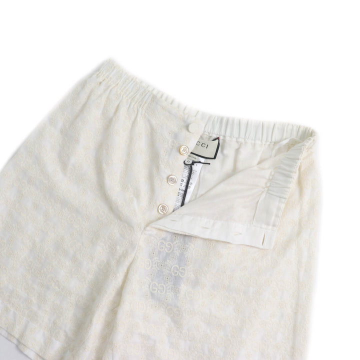 未使用品★GUCCI グッチ 619507 コットン100％ GG柄 レース ショートパンツ ボトムス アイボリー 42 イタリア製 正規品 レディース