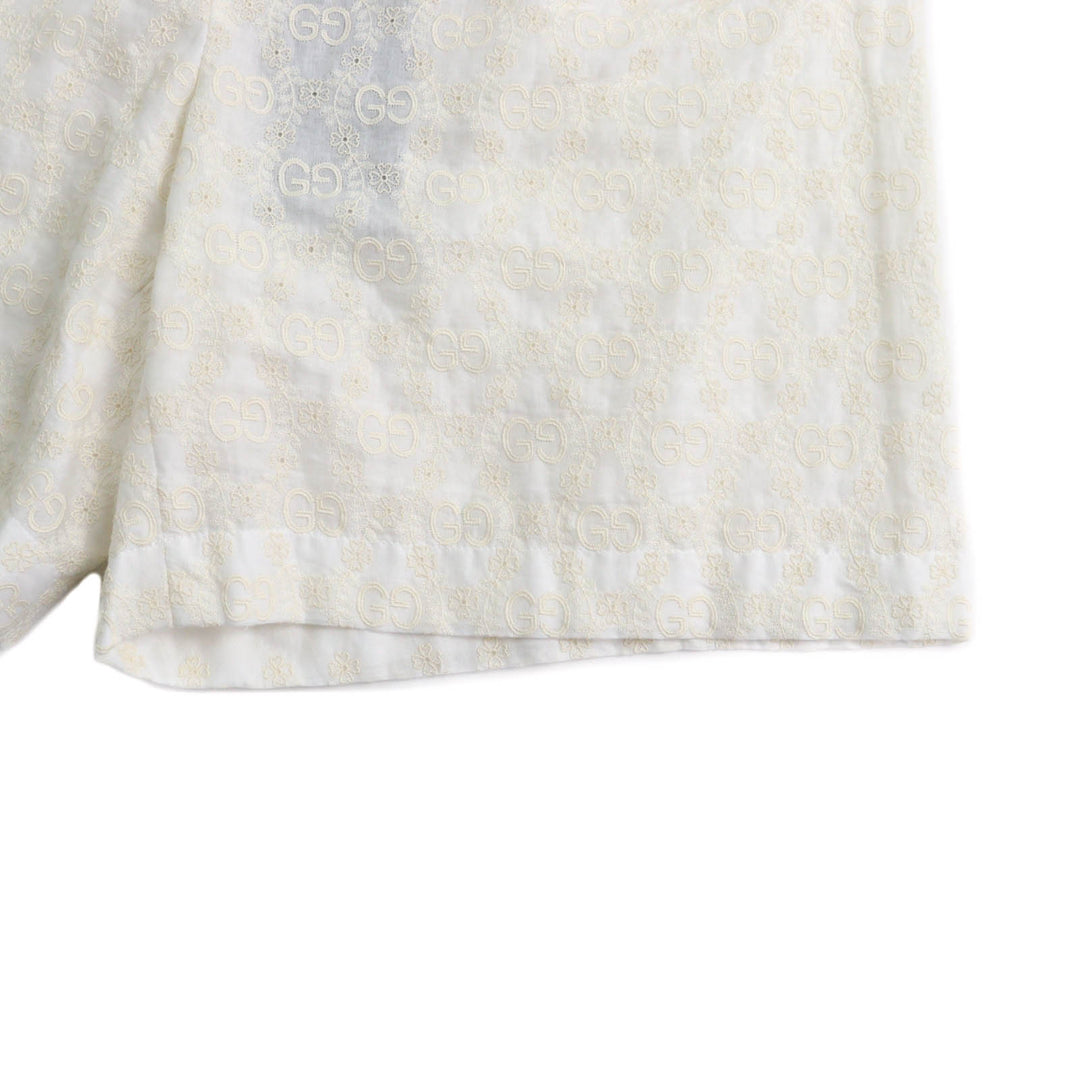 未使用品★GUCCI グッチ 619507 コットン100％ GG柄 レース ショートパンツ ボトムス アイボリー 42 イタリア製 正規品 レディース