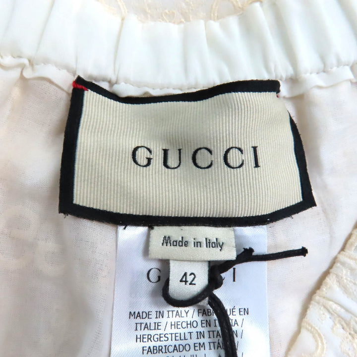 未使用品★GUCCI グッチ 619507 コットン100％ GG柄 レース ショートパンツ ボトムス アイボリー 42 イタリア製 正規品 レディース
