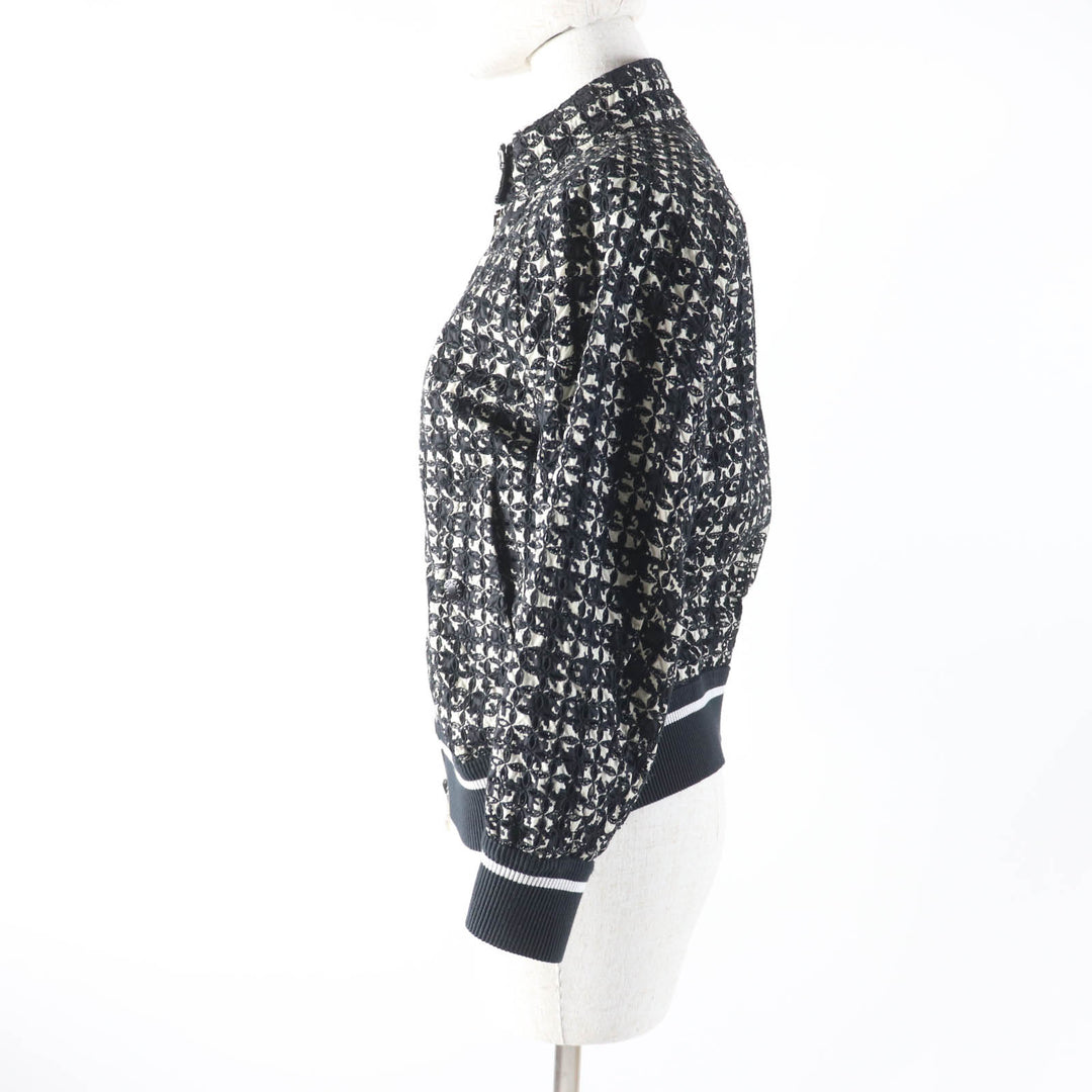極美品★MONCLER モンクレール FIADONE ZIP UP レース ボンバージャケット ブルゾン アウター ブラック ベージュ 1 正規品 レディース