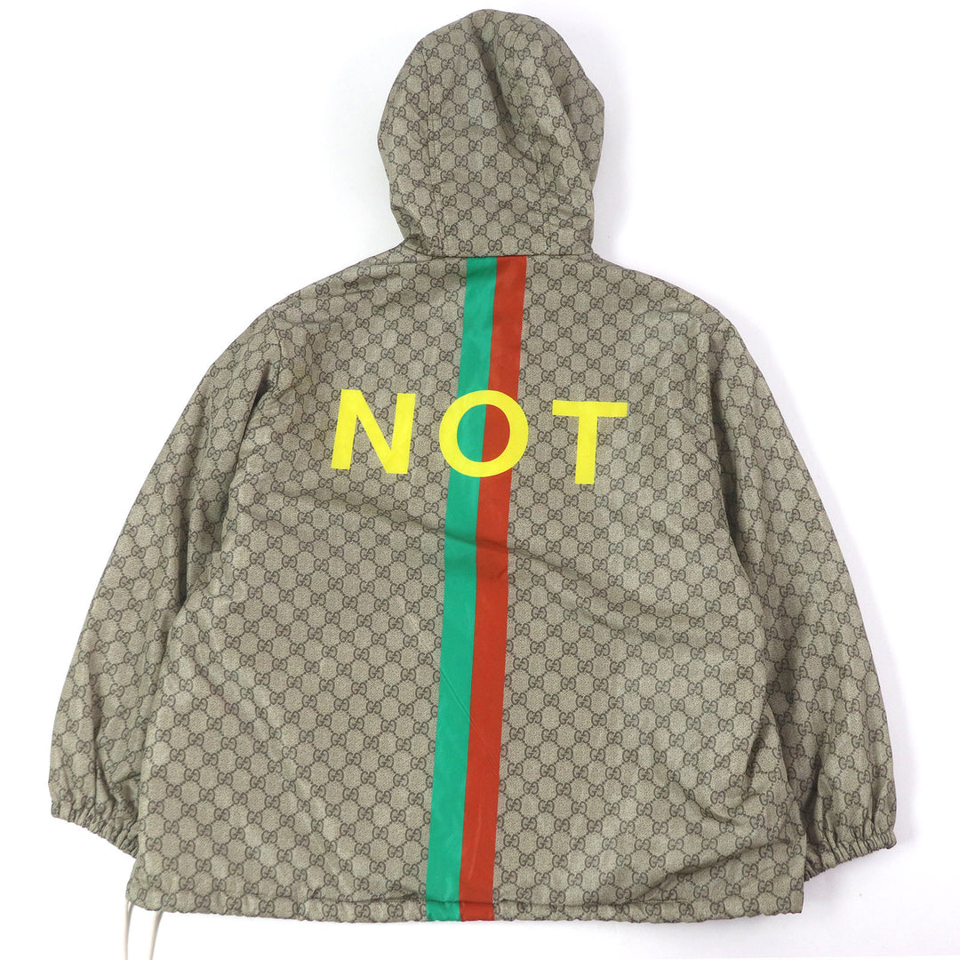 極美品□GUCCI グッチ 20AW 636391 GGロゴ総柄 FAKE NOTプリント ウェブライン ナイロンジャケット ベージュ 48 イタリア製 正規品