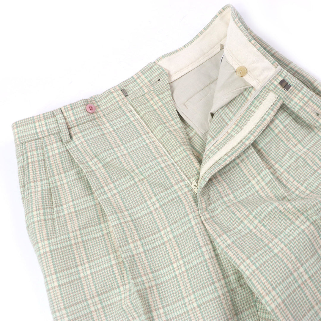 未使用品□GUCCI グッチ 21AW 653360 タータンチェック ダブル トラウザーズ ウールパンツ グリーン系 46 ハンガー付 イタリア製 正規品