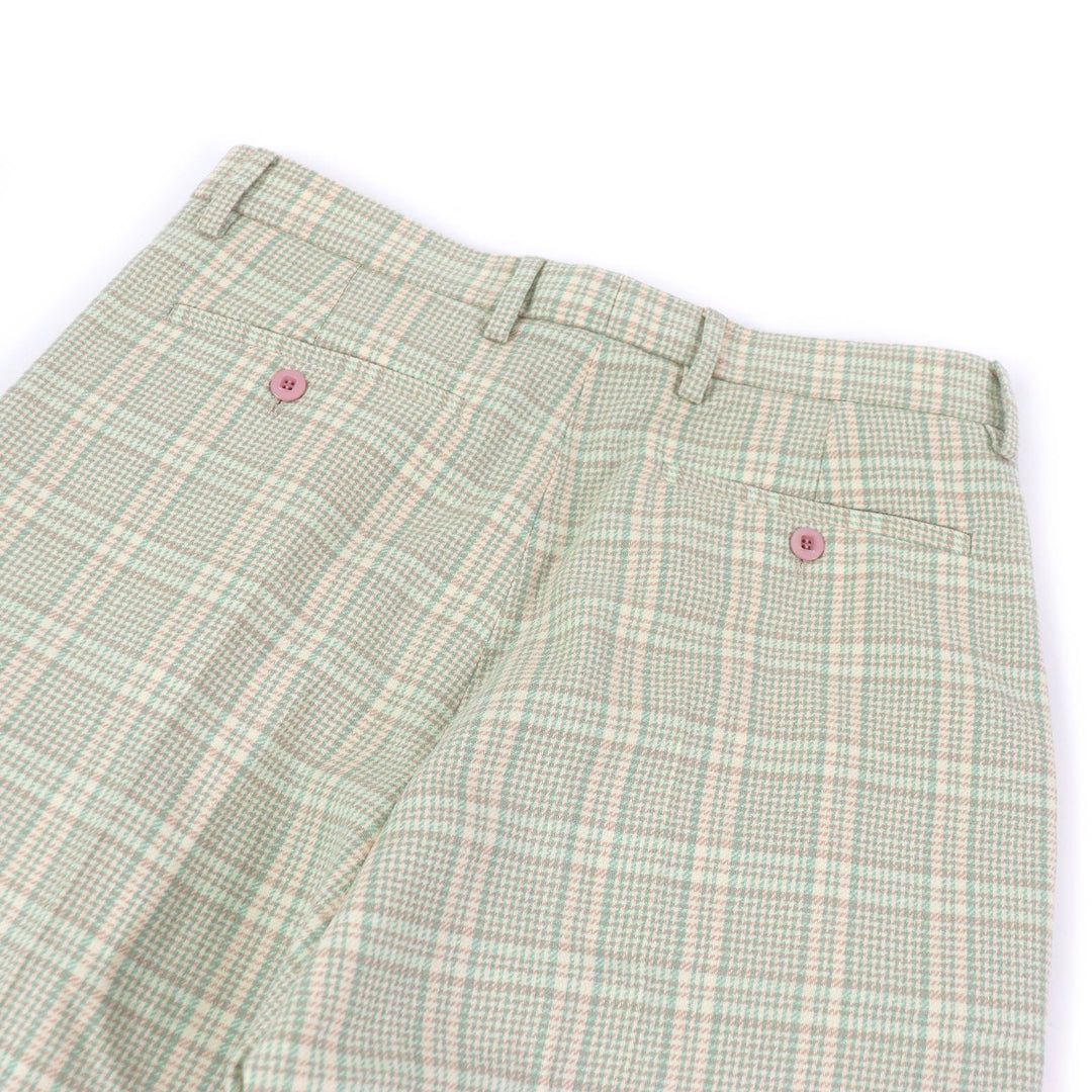 未使用品□GUCCI グッチ 21AW 653360 タータンチェック ダブル トラウザーズ ウールパンツ グリーン系 46 ハンガー付 イタリア製 正規品