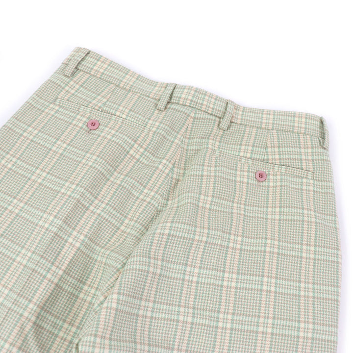 未使用品□GUCCI グッチ 21AW 653360 タータンチェック ダブル トラウザーズ ウールパンツ グリーン系 46 ハンガー付 イタリア製 正規品