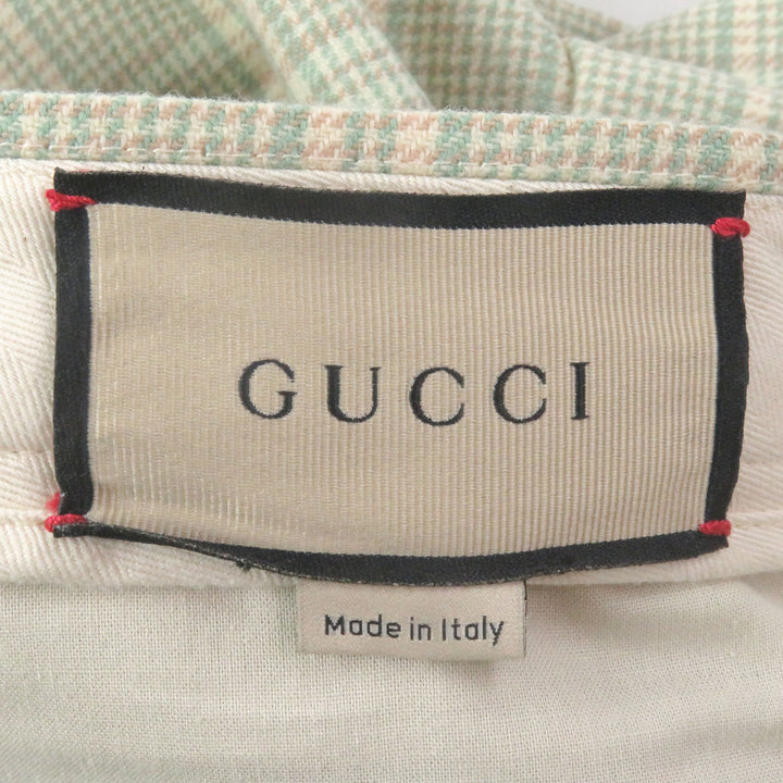 未使用品□GUCCI グッチ 21AW 653360 タータンチェック ダブル トラウザーズ ウールパンツ グリーン系 46 ハンガー付 イタリア製 正規品