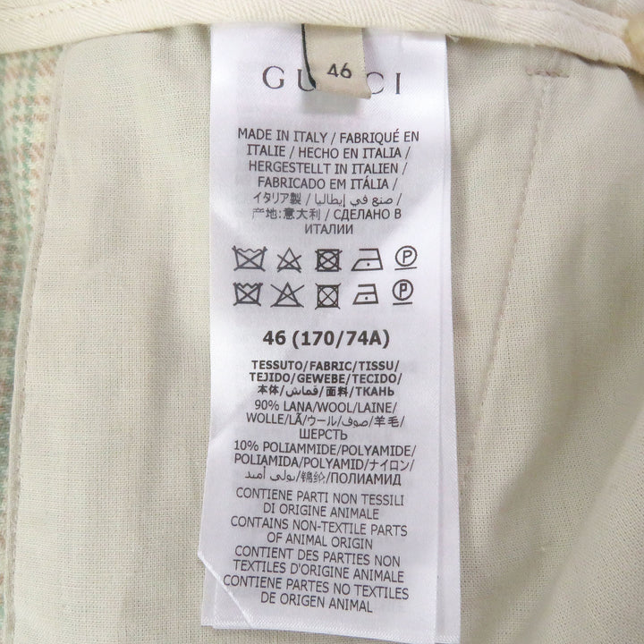 未使用品□GUCCI グッチ 21AW 653360 タータンチェック ダブル トラウザーズ ウールパンツ グリーン系 46 ハンガー付 イタリア製 正規品