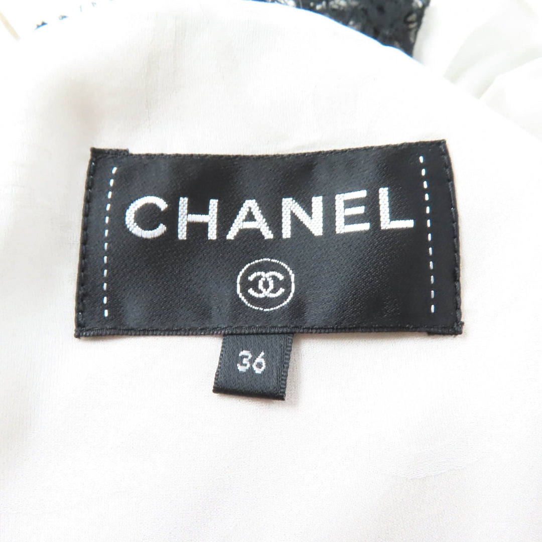 美品★CHANEL シャネル P56062 ココマーク金具付 総レース 膝丈 キャミワンピース ドレス ブラック 36 フランス製 レディース