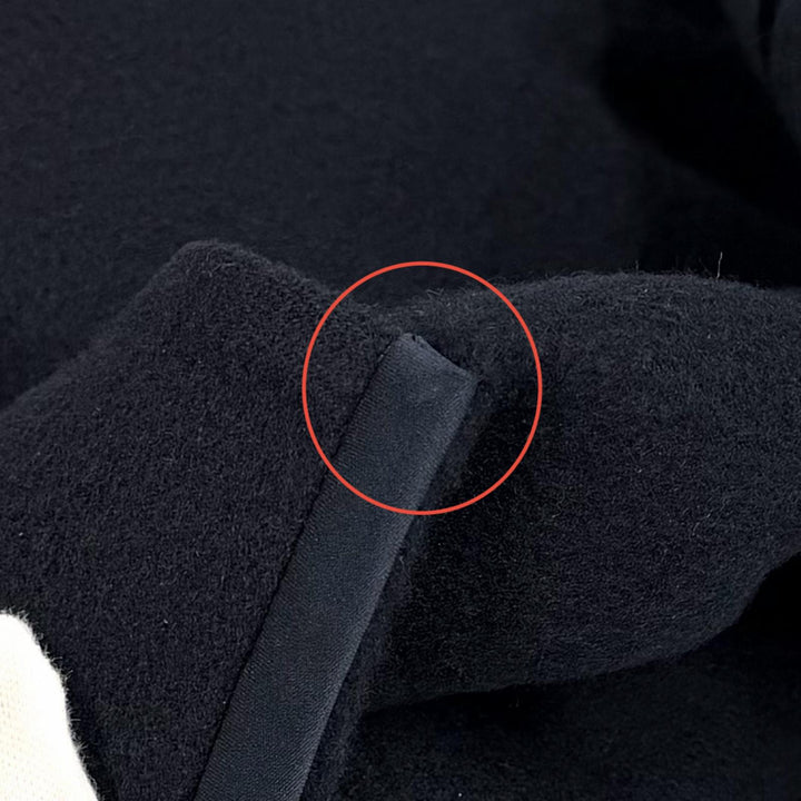 美品★Loro Piana ロロピアーナ カシミヤ100％ ベルト付 比翼仕立て ノーカラー コート ネイビー L イタリア製 正規品 レディース