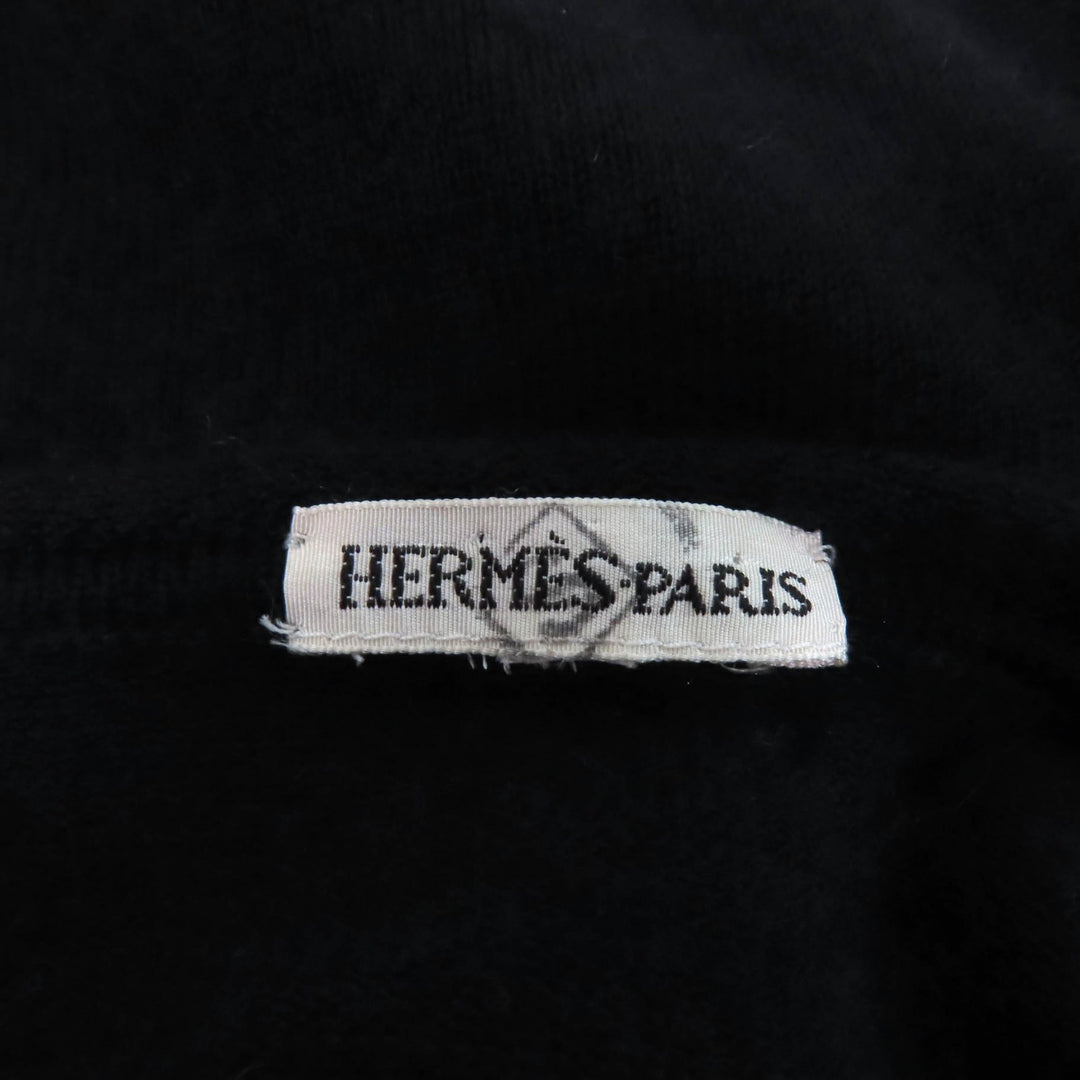 美品★HERMES エルメス ヴィンテージ カシミヤ シルク混 マルジェラ期 長袖 カーディガン＋ノースリニット アンサンブル ブラック XS