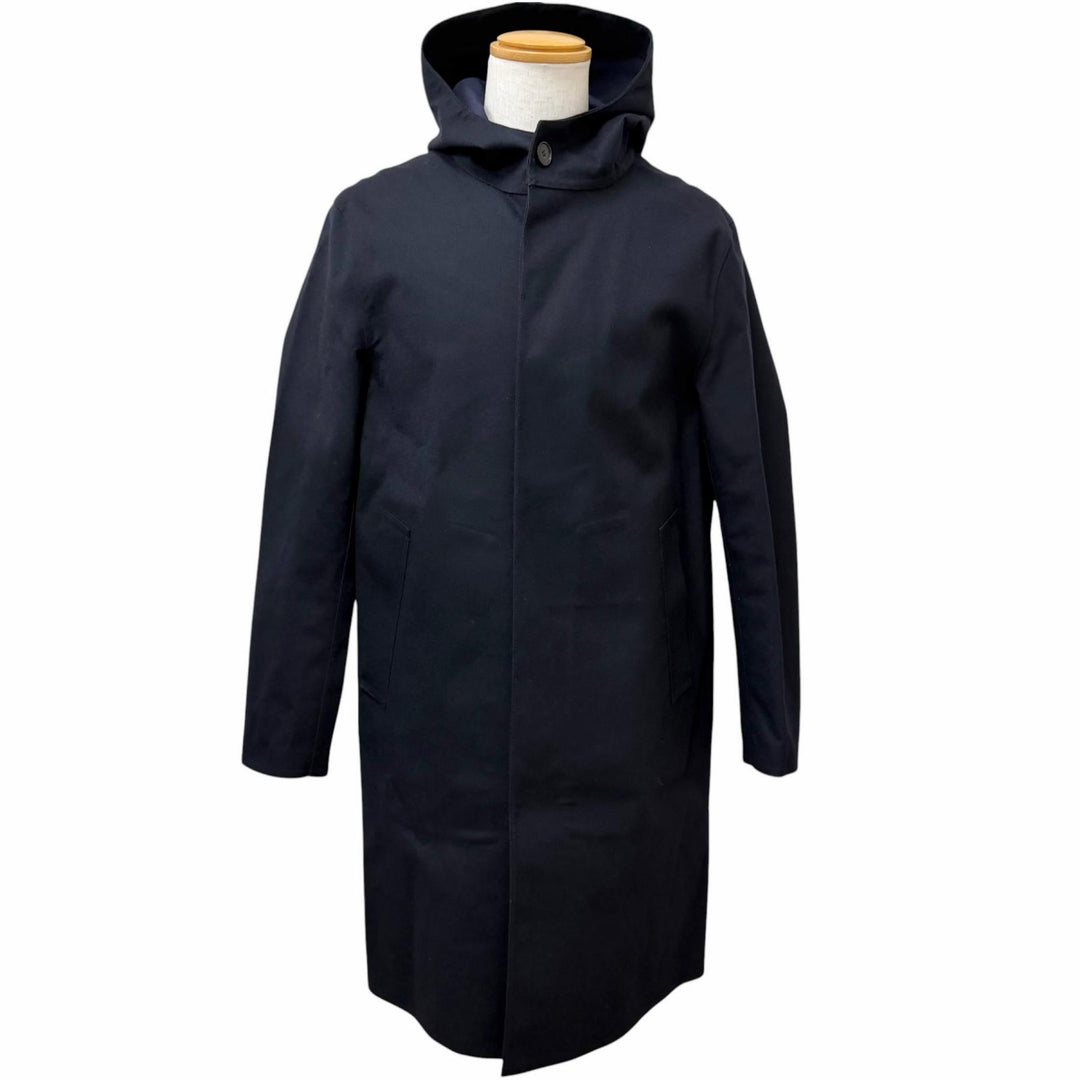 極美品□Mackintosh マッキントッシュ GR-007/007D FUR-GY フーデッド ゴム引きコート ネイビー 44 スコットランド製 正規品 メンズ