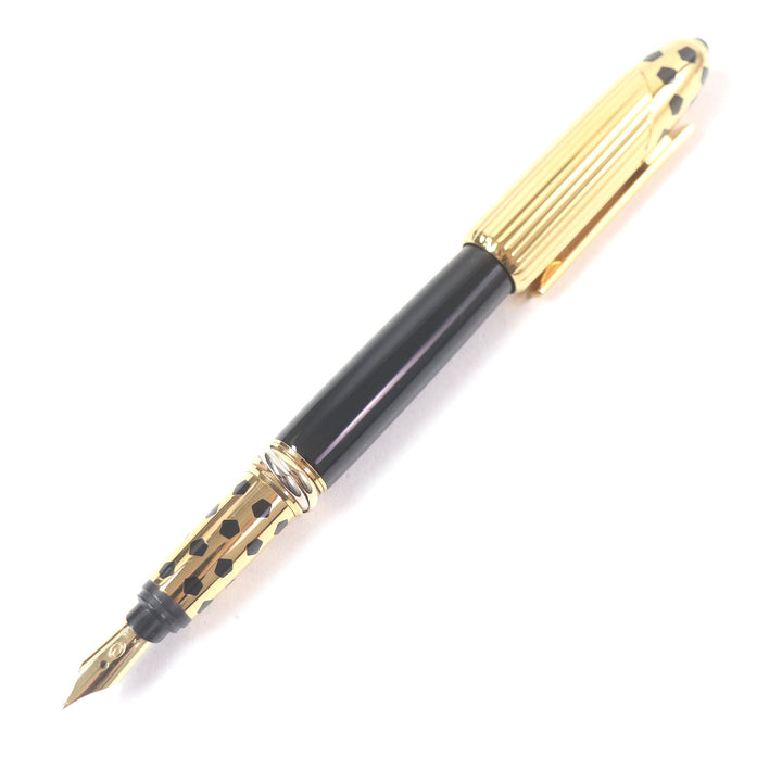 極美品□Cartier カルティエ パンテール ドゥ カルティエ ペン先18K Mニブ トリニティ 万年筆 ブラック ゴールド フランス製 メンズ