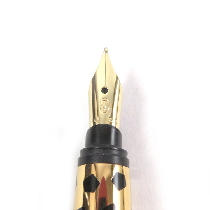 極美品□Cartier カルティエ パンテール ドゥ カルティエ ペン先18K Mニブ トリニティ 万年筆 ブラック ゴールド フランス製 メンズ
