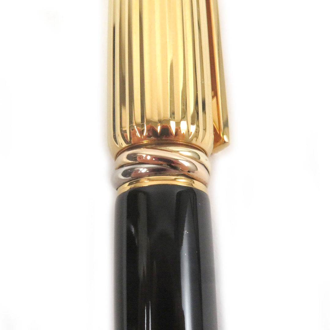 極美品□Cartier カルティエ パンテール ドゥ カルティエ ペン先18K Mニブ トリニティ 万年筆 ブラック ゴールド フランス製 メンズ