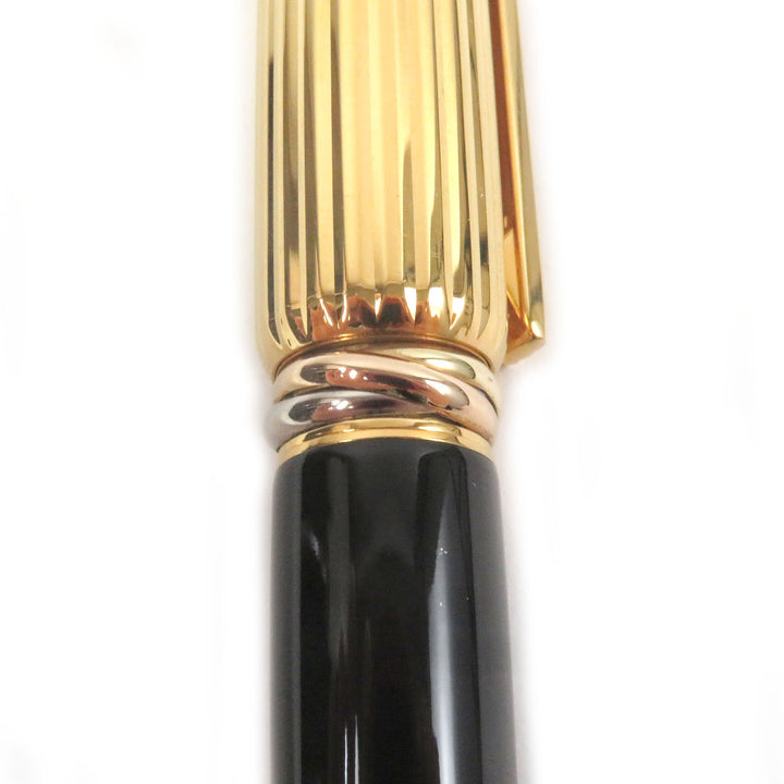 極美品□Cartier カルティエ パンテール ドゥ カルティエ ペン先18K Mニブ トリニティ 万年筆 ブラック ゴールド フランス製 メンズ