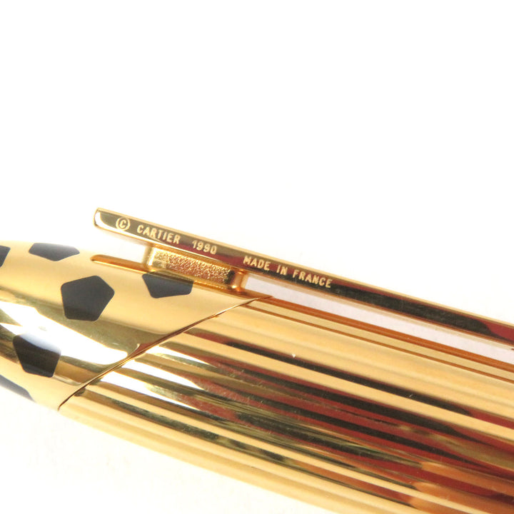極美品□Cartier カルティエ パンテール ドゥ カルティエ ペン先18K Mニブ トリニティ 万年筆 ブラック ゴールド フランス製 メンズ