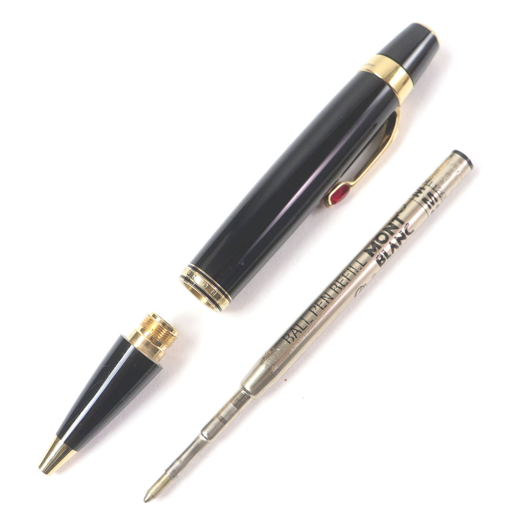 良品□MONTBLANC モンブラン BOHEME ボエム カラージェムストーン ツイスト式 ボールペン ブラック ゴールド ルージュ ドイツ製 メンズ