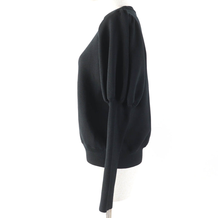 極美品☆yori ヨリ YR2235-136AW ウール パフスリーブ 長袖 ニット トップス ブラック 38 日本製 正規品 レディース
