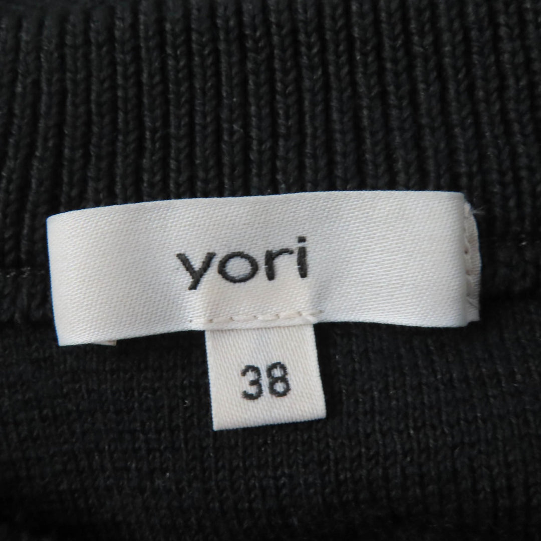 極美品☆yori ヨリ YR2235-136AW ウール パフスリーブ 長袖 ニット トップス ブラック 38 日本製 正規品 レディース