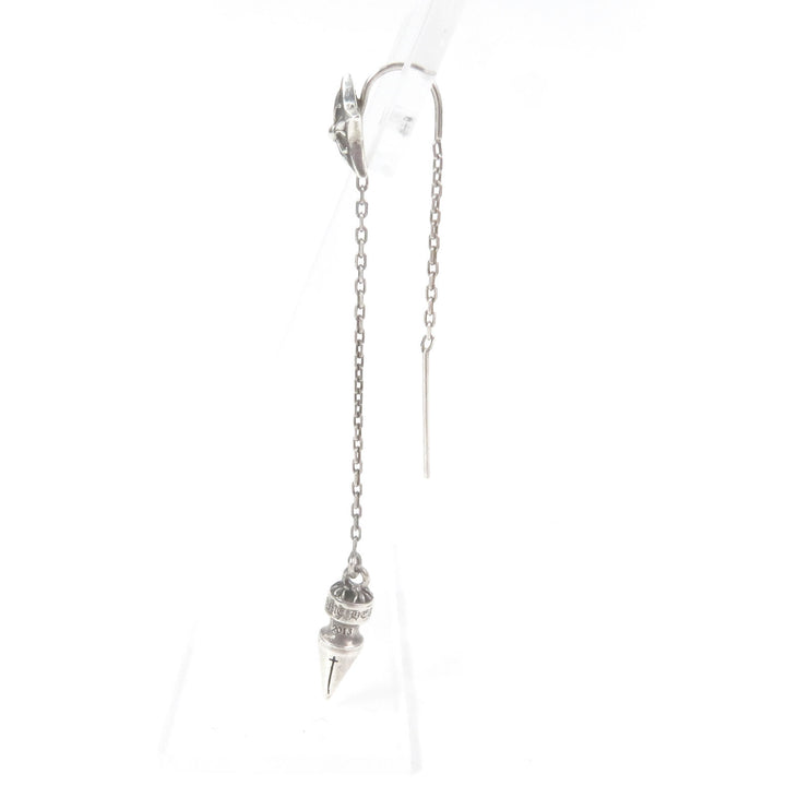美品□CHROME HEARTS クロムハーツ スター スパイク チェーン 片耳用 ピアス アクセサリー SV925 シルバー 保存袋付き 重量2.3g メンズ