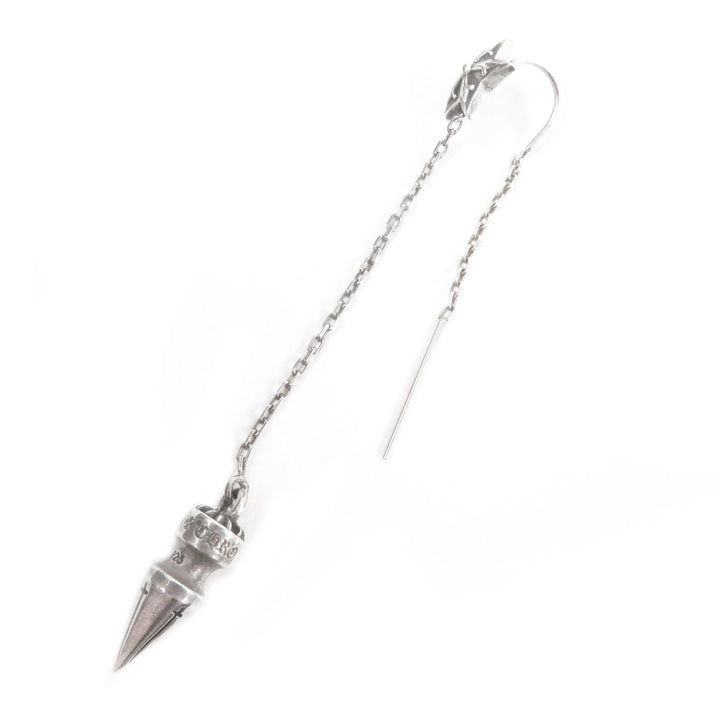 美品□CHROME HEARTS クロムハーツ スター スパイク チェーン 片耳用 ピアス アクセサリー SV925 シルバー 保存袋付き 重量2.3g メンズ