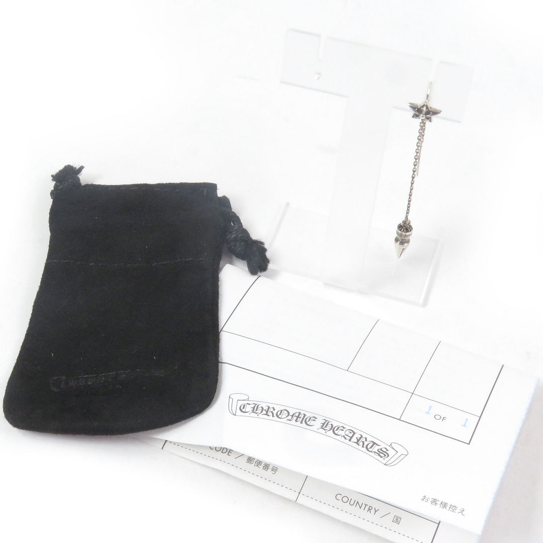 美品□CHROME HEARTS クロムハーツ スター スパイク チェーン 片耳用 ピアス アクセサリー SV925 シルバー 保存袋付き 重量2.3g メンズ
