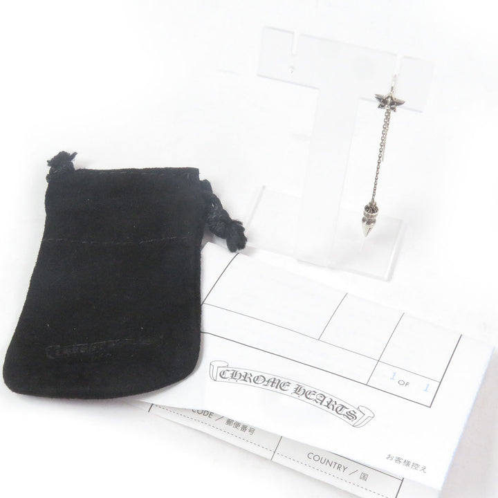 美品□CHROME HEARTS クロムハーツ スター スパイク チェーン 片耳用 ピアス アクセサリー SV925 シルバー 保存袋付き 重量2.3g メンズ