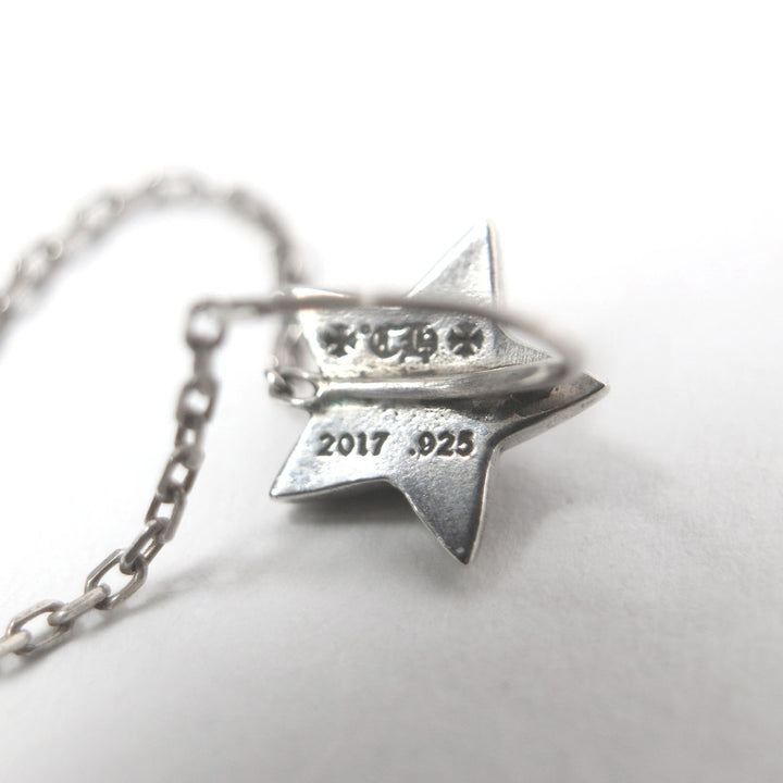 美品□CHROME HEARTS クロムハーツ スター スパイク チェーン 片耳用 ピアス アクセサリー SV925 シルバー 保存袋付き 重量2.3g メンズ