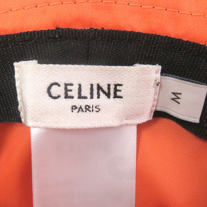 極美品□CELINE セリーヌ 2AUB0930C ロゴプリント 中綿 キルティング バケットハット 帽子 ブラック M フランス製 正規品 メンズ