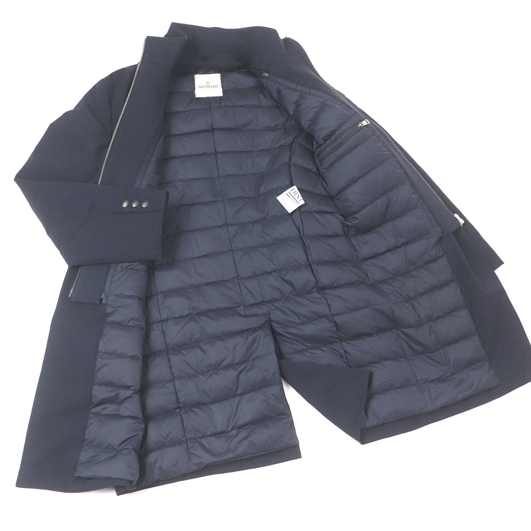 美品□MONCLER モンクレール 21-22AW PALLU GIUBBOTTO ドッキングデザイン ダウンコート ネイビー 1 ハンガー付き イタリア製 正規品