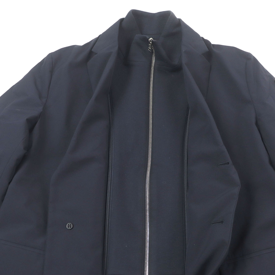 美品□MONCLER モンクレール 21-22AW PALLU GIUBBOTTO ドッキングデザイン ダウンコート ネイビー 1 ハンガー付き イタリア製 正規品