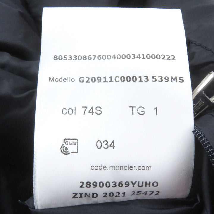 美品□MONCLER モンクレール 21-22AW PALLU GIUBBOTTO ドッキングデザイン ダウンコート ネイビー 1 ハンガー付き イタリア製 正規品