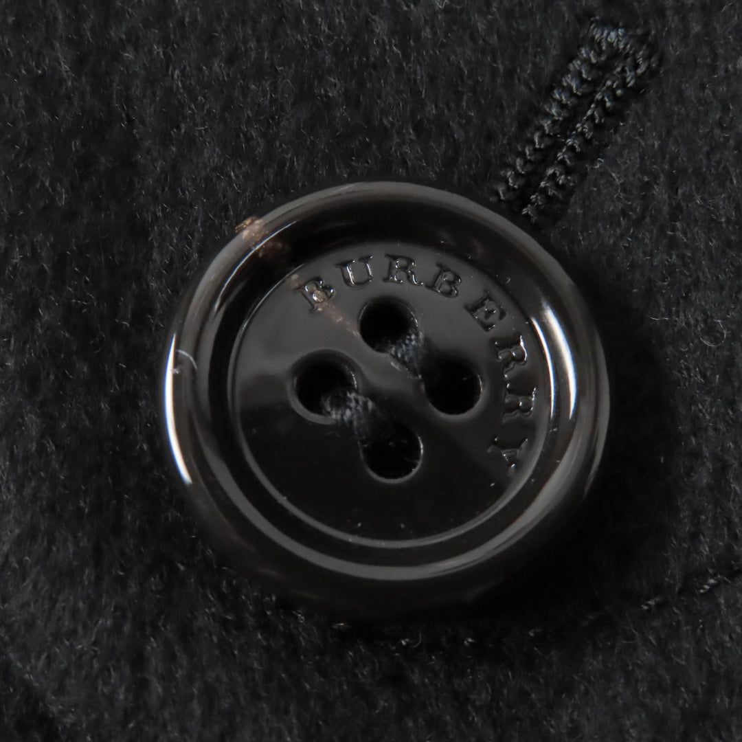 美品☆BURBERRY LONDON バーバリーロンドン カシミヤ100％ ロゴボタン 裏地チェック柄 コート ブラック 38 日本製 正規品 レディース