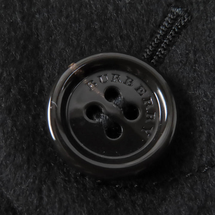 美品☆BURBERRY LONDON バーバリーロンドン カシミヤ100％ ロゴボタン 裏地チェック柄 コート ブラック 38 日本製 正規品 レディース