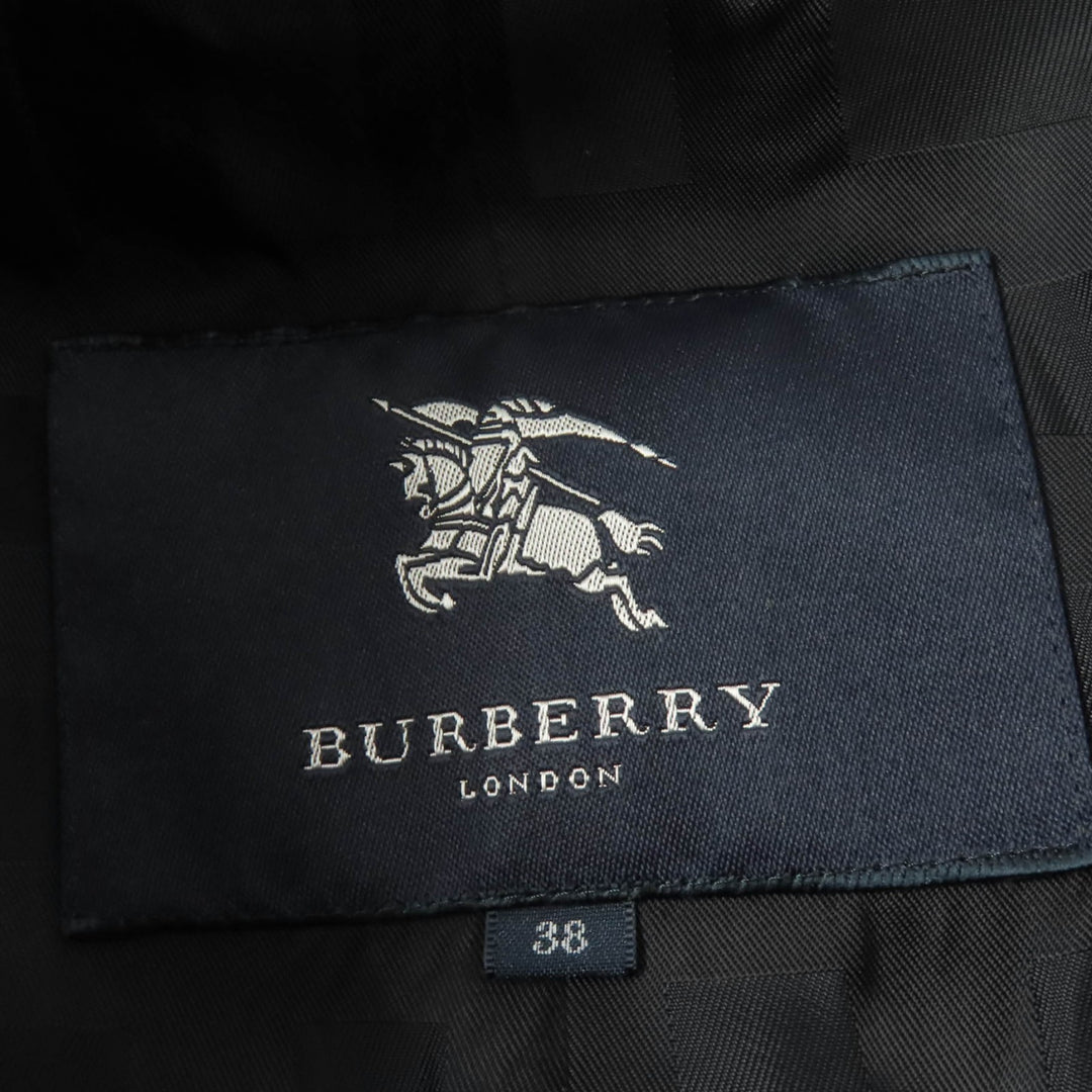 美品☆BURBERRY LONDON バーバリーロンドン カシミヤ100％ ロゴボタン 裏地チェック柄 コート ブラック 38 日本製 正規品 レディース