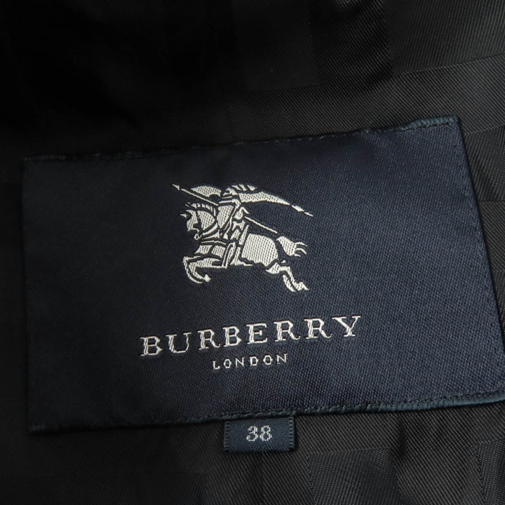 美品☆BURBERRY LONDON バーバリーロンドン カシミヤ100％ ロゴボタン 裏地チェック柄 コート ブラック 38 日本製 正規品 レディース