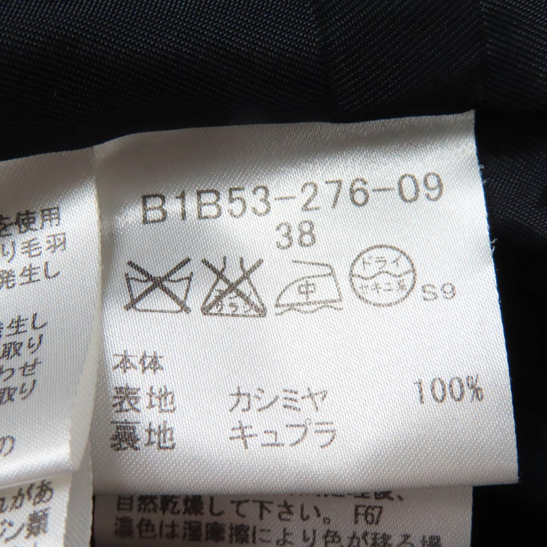 美品☆BURBERRY LONDON バーバリーロンドン カシミヤ100％ ロゴボタン 裏地チェック柄 コート ブラック 38 日本製 正規品 レディース