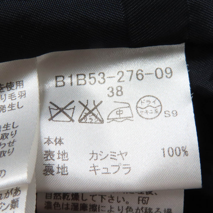 美品☆BURBERRY LONDON バーバリーロンドン カシミヤ100％ ロゴボタン 裏地チェック柄 コート ブラック 38 日本製 正規品 レディース