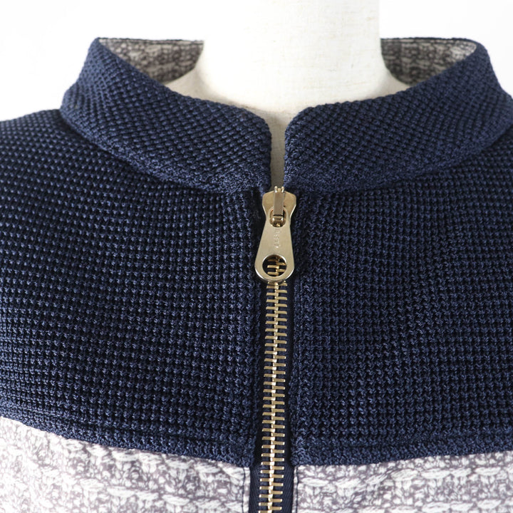 未使用品☆BARK バーク 転写プリント スタンドカラー 中綿入り ZIP UP 半袖 ジャケット ネイビー XS イタリア製 レディース 定価80300円
