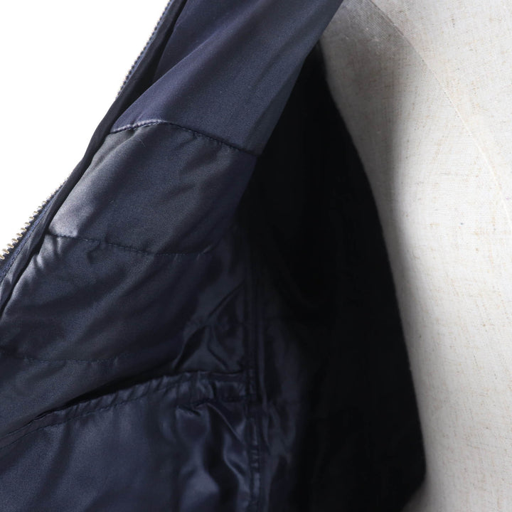 未使用品☆BARK バーク 転写プリント スタンドカラー 中綿入り ZIP UP 半袖 ジャケット ネイビー XS イタリア製 レディース 定価80300円