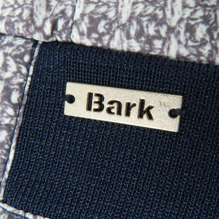未使用品☆BARK バーク 転写プリント スタンドカラー 中綿入り ZIP UP 半袖 ジャケット ネイビー XS イタリア製 レディース 定価80300円