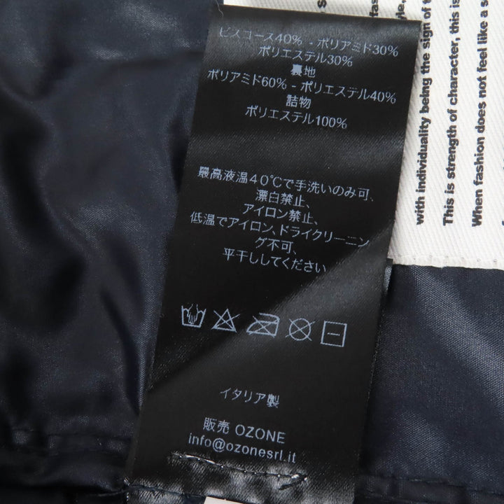 未使用品☆BARK バーク 転写プリント スタンドカラー 中綿入り ZIP UP 半袖 ジャケット ネイビー XS イタリア製 レディース 定価80300円