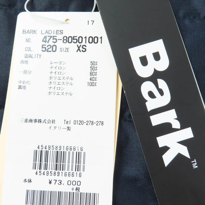 未使用品☆BARK バーク 転写プリント スタンドカラー 中綿入り ZIP UP 半袖 ジャケット ネイビー XS イタリア製 レディース 定価80300円