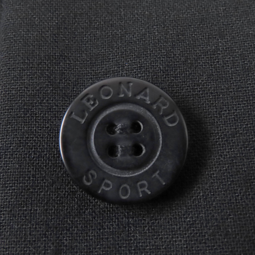 美品☆LEONARD SPORT レオナールスポーツ ウール ロゴボタン 襟袖デザインプリント ジャケット ブラック 40 日本製 正規品 レディース