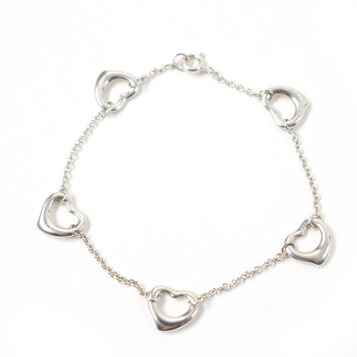 美品☆TIFFANY&amp;Co. ティファニー オープンハート 5P ブレスレット アクセサリー SV925 シルバー 箱・保存袋付き 重量4.4g レディース
