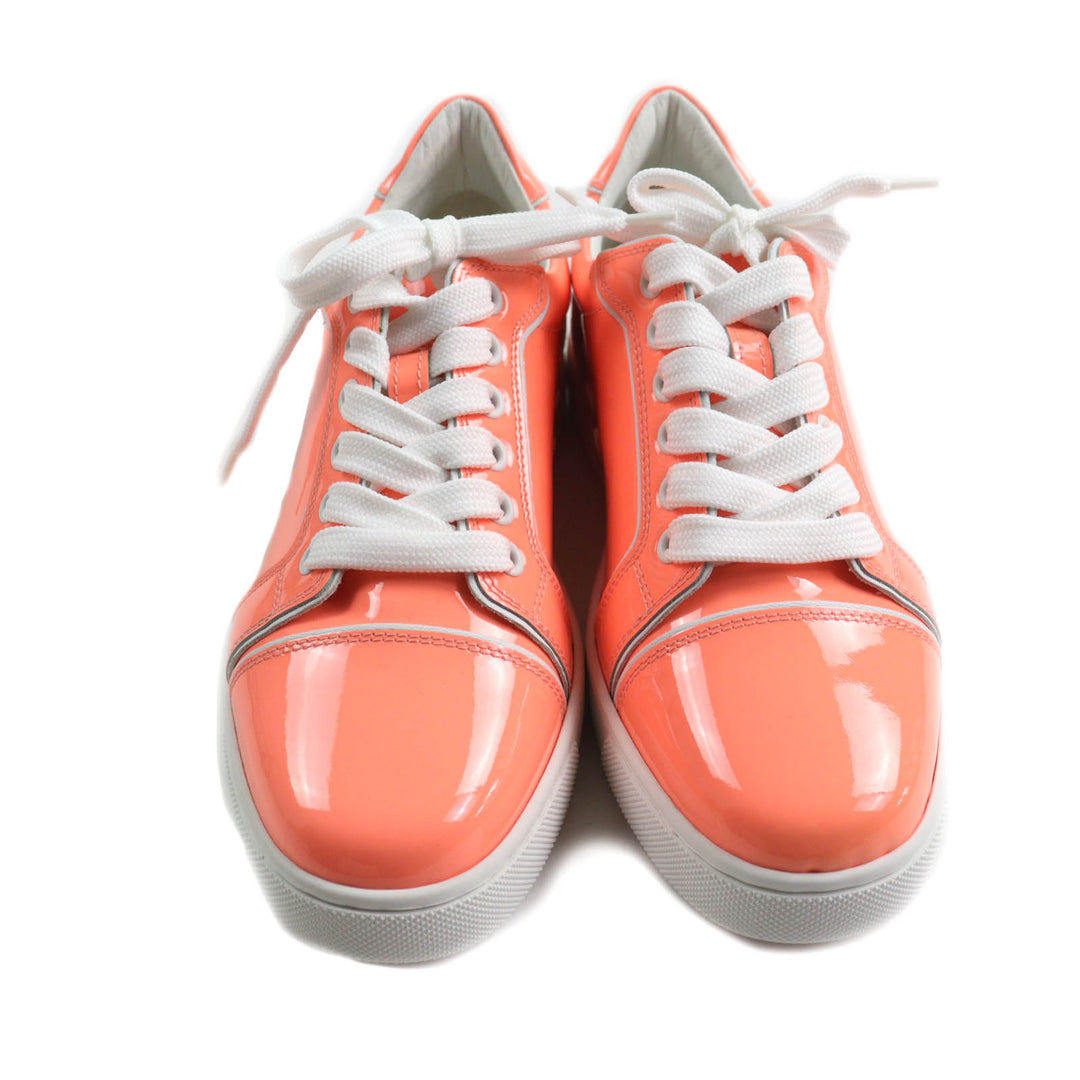 未使用品★Christian Louboutin クリスチャンルブタン FUN VIEIRA ロゴデザイン レースアップ パテントレザー スニーカー 36 保存袋付