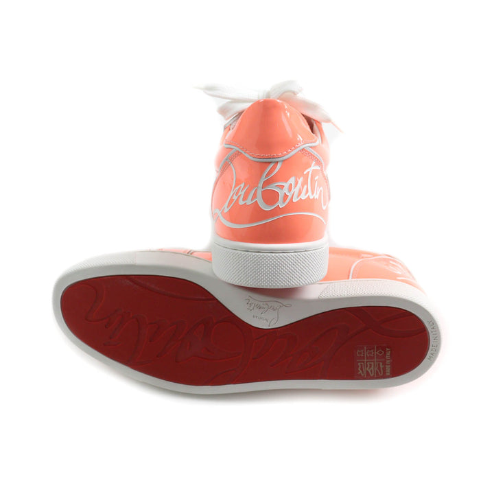 未使用品★Christian Louboutin クリスチャンルブタン FUN VIEIRA ロゴデザイン レースアップ パテントレザー スニーカー 36 保存袋付
