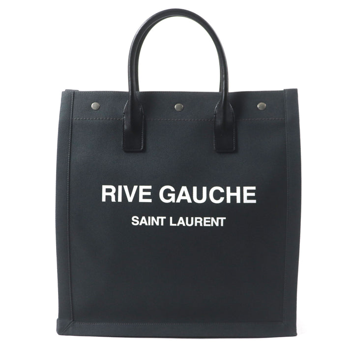 美品▼SAINT LAURENT PARIS サンローランパリ 632539 リヴゴーシュ N/S キャンバス レザー トートバッグ ダークグレー ブラック メンズ