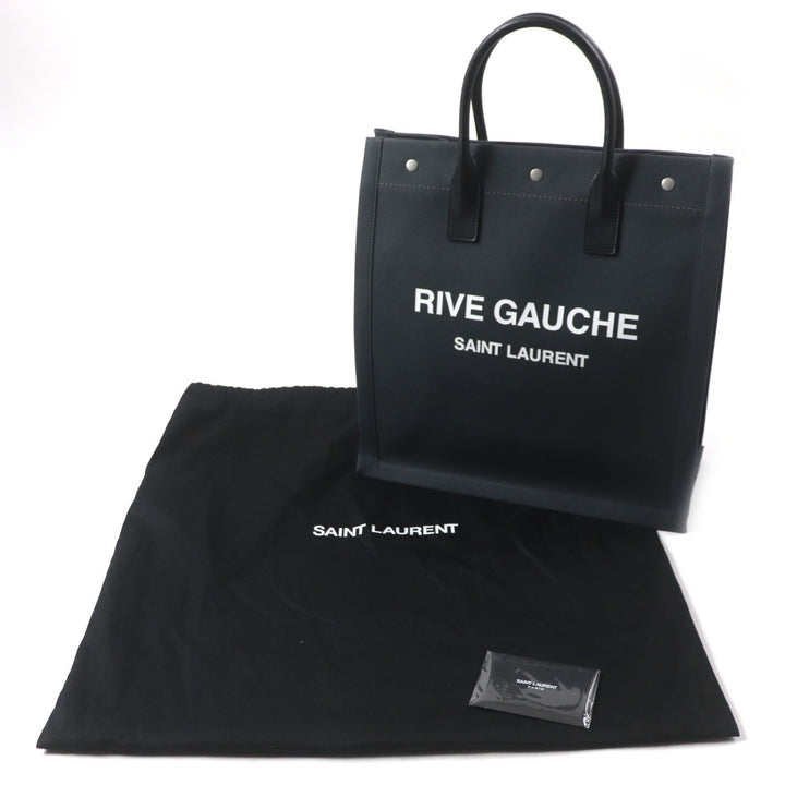 美品▼SAINT LAURENT PARIS サンローランパリ 632539 リヴゴーシュ N/S キャンバス レザー トートバッグ ダークグレー ブラック メンズ